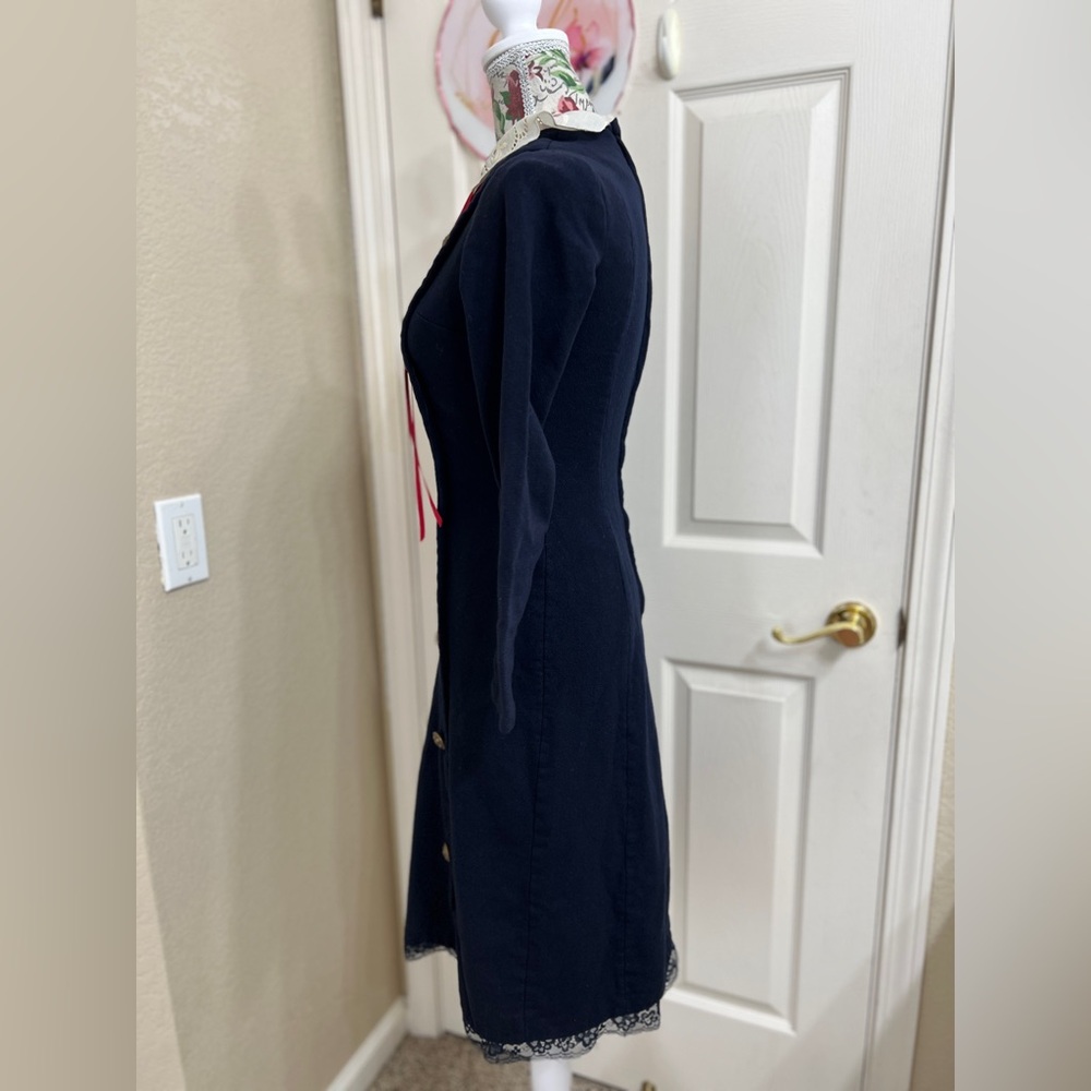 Chic Navy Double-Breasted Long Sleeve Dress - Picture 4 of 8